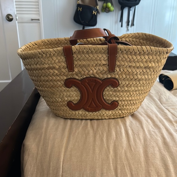 TEEN CELINE CLASSIC PANIER IN PALM LEAVES AND CALFSKIN- authentic! - Picture 1 of 7